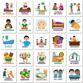 Magnetic Activity cards for Weekly Planning - Spanish - Indoor edition - Visual Schedule Cards - Daily Routine Cards - Home Chore Chart for Kids