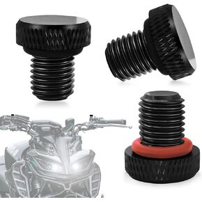 Universal Motorcycle Mirror Hole Plugs M10x1.25, 3Pcs Aluminum Rear View Mirror Plugs for Honda CB500 CRF250 Grom MSX125 for Yamaha FZ-07 MT-07 FZ-09 MT-09 for Kawasaki Z900 for Suzuki etc - Black