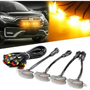 Car Front Grille Light Amber Daytime Running Light Decorative Warning Light for Ford Toyota Raptor Jeep Off-Road Vehicles SUV Pickup Truck Car Light Modify (4PCS, Amber Light)