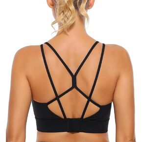 Womens Sport Bras Strap Yoga Tops for Fitness Soft Wear Hollow Cross Line Back Padded YOYB0003R