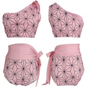 Womens Anime Kamado Nezuko Swimsuit Bikini Summer Bathing Suit Cosplay Costume Two Piece Swimwear for Halloween