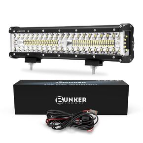 BUNKER INDUST Side Shooter LED Light Pods Wiring Harness Kit, 2 Pcs 4" Spot Flood LED Light Bar 60W Work Light Waterproof Cube Lights Off-Road Driving Bumper Light for ATV UTV Truck Boat Tractor