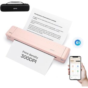 iDPRT Portable Printers Wireless for Travel, Thermal Printer Support 8.5" X 11" US Letter,Bluetooth Inkless Printer Compatible with iOS, Android, Laptop for Office, Home, with Case,MT888 Pink