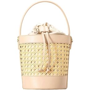 Women's Straw Handbag Bucket Tote Bag Summer Beach Shoulder Crossbody Bags Rattan Woven Handbag Trendy Hollow Purse