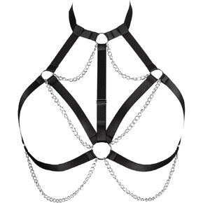 Women's breast Body Harness Bra Plus Size Waist Cage Metal Chain Bra Gothic Christmas Carnival Halloween Dance Costume
