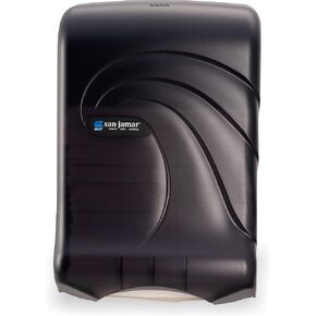 San Jamar Oceans Paper Towel Dispenser 1.5 Inch Core Rolls with Lever for Bathroom, Kitchens, Restaurants, and Cafeterias, Plastic, Black Pearl