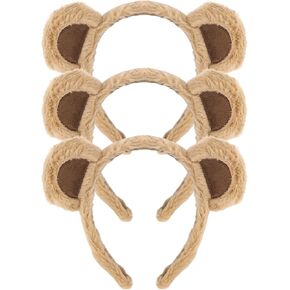 Bear Ears Headband for Women and Girls, Furry Animal Ears Headbands Hair Accessories for Adult Halloween Cosplay Costume（Pink in Kuwait