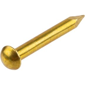 Round Head Brass Escutcheon Pins | 1/2" Long | 100 Pieces Approx. | Decorative Antique Vintage Furniture Brad Nails | EB-16