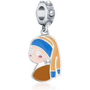 KEQ Vincent Van Gogh classic Artistic painting Starry Sky，The Scream，Water Lilies，The Prayer，A Pearl Earring Dangle Charms Abstract Art Trendy charm for Women Charm Bracelet Necklace Jewelry Impressionist Painting Charms for Women