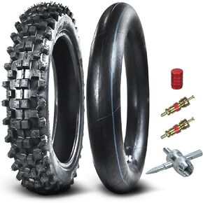 Rear 90/100-14 3.00-14 Tire and Inner Tube for 110cc 125cc KLX125 KLX140 KX85 TTR125 YZ80 YZ85 CT90 RM80 DRZ125 TaoTao DB17 Apollo RFZX18 Coolster Dirt Pit Bike Off Road Motocross Heavy Duty