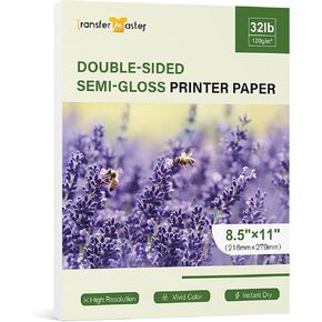 Double-sided Semi Glossy Thin Photo Printer Paper Semi-Gloss 8.5X11 Inch for Inkjet and Laser Printer for Menu Flyer Kids Book 32LB 50sheets 120gsm