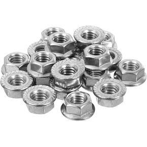 uxcell 3/16-24 Serrated Flange Hex Lock Nuts, 50Pcs 304 Stainless Steel Non-Slip Hexagon Flange Nut, Full Thread, Bright Finish, Silver