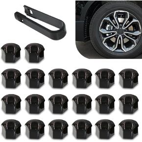 Pack-21 Car 0.66"/17mm Tire Nut Cover Kit, Waterproof Dustproof Bolt Protection Cover with Disassembly Tool, Plastic Durable Shell Wheel Nut Decorative Cover, Universal for Most Cars (Silver)