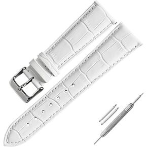 (Watchband) Alligator Grain Top Grain Scafskin Watch StrapDouble Side Full grain Cow Leather Embossed Pattern Universal Smart Genuine Leather Bracelet Replacement 304L Pin Buckle Wristwatch belt for