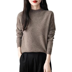 Women's 100% Merino Wool Seamless Sweater Mock Neck First-Line Ready to Wear Long Sleeve Knitted Pullover Tops