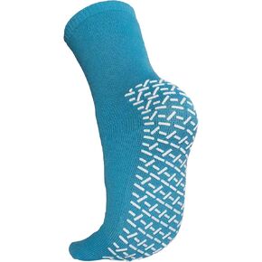 Hospital Socks, Cotton Non Slip Socks (12-Pk) One Size Fits Most, Light Blue, Unisex