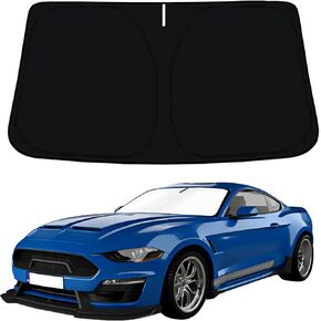 Windshield Sun Shade for Fo-rd Mustang 2015 2016 2017 2018 2019 2020 2021 2022 2023(NOT for Fo-rd Mustang Mach-E),Car Visors Sun Shade,Foldable Front Window Protector Blocks UV Rays