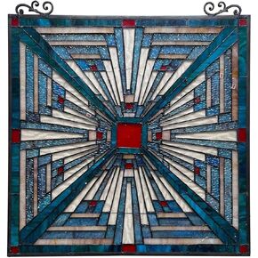 Chloe Lighting Innes Mission Tiffany-Style 26" Tall Stained Glass Window Panel, Multi-Colored