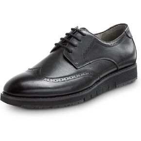 SR Max Durham, Men's, Black, Wingtip Dress Style Soft Toe Slip Resistant Work Shoe
