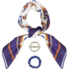 Silk Scarf for Women Elegantly Designed 35'' Hair Scarf for Sleeping with Silk Scrunchie and Scarf Ring