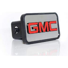 Eurosport Daytona- Compatible with -, GMC (Stainless Steel Insert with Black Outline with Red Fill) - Euro-Hitch Plug