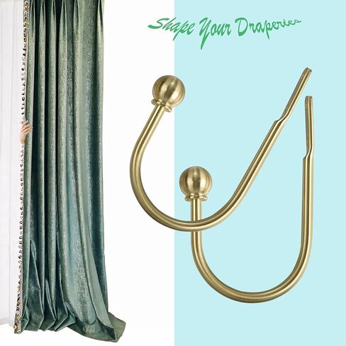 Curtain Holdbacks, Hooks, 2 PCS，Solid Steel Hooks, Decorative French Ball End, Curtain Drapery Holdbacks, Wall Mounted, Curtain Tiebacks, Antique Brass Brushed in Kuwait