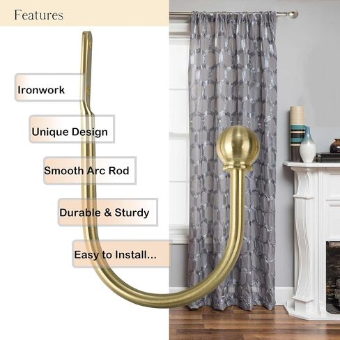 Curtain Holdbacks, Hooks, 2 PCS，Solid Steel Hooks, Decorative French Ball End, Curtain Drapery Holdbacks, Wall Mounted, Curtain Tiebacks, Antique Brass Brushed in Kuwait