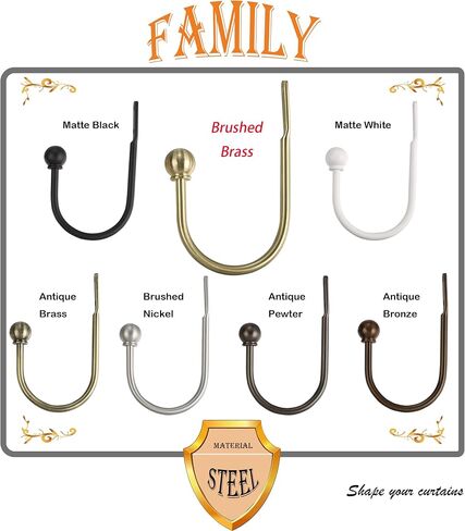 Curtain Holdbacks, Hooks, 2 PCS，Solid Steel Hooks, Decorative French Ball End, Curtain Drapery Holdbacks, Wall Mounted, Curtain Tiebacks, Antique Brass Brushed in Kuwait