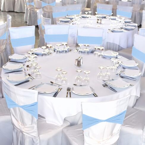 20 Pcs Spandex Chair Sashes Bows Chair Bands Slider Sashes for Chair Covers Elastic Chair Bands Ties Without Buckle Chair Decorations for Wedding Party Events Ceremony Birthday (Sky Blue) in Saudi Arabia