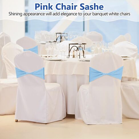 20 Pcs Spandex Chair Sashes Bows Chair Bands Slider Sashes for Chair Covers Elastic Chair Bands Ties Without Buckle Chair Decorations for Wedding Party Events Ceremony Birthday (Sky Blue) in Saudi Arabia