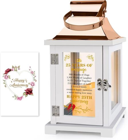 60th Wedding Anniversary Lantern 60th Anniversary Wedding Gifts for Couple Parents Grandparents Husband Wife, Happy 60th Anniversary Decoration(Rose Gold 60th-R) in Kuwait