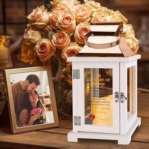 60th Wedding Anniversary Lantern 60th Anniversary Wedding Gifts for Couple Parents Grandparents Husband Wife, Happy 60th Anniversary Decoration(Rose Gold 60th-R) in Kuwait