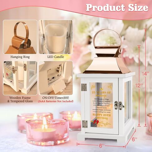 60th Wedding Anniversary Lantern 60th Anniversary Wedding Gifts for Couple Parents Grandparents Husband Wife, Happy 60th Anniversary Decoration(Rose Gold 60th-R) in Kuwait