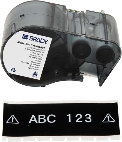 Brady Authentic (M5C-1500-595-WT-BK) All-Weather Vinyl Labels 1.5 in W x 25ft Black on White. for use with The BMP51 and M511 Label Printers in Saudi Arabia