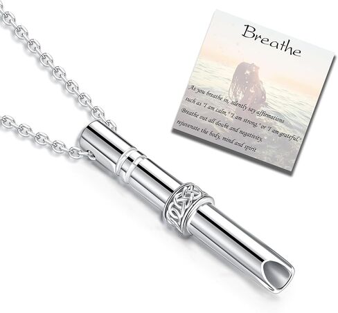 التنفس قلادة 925 الفضة الاسترليني قلادة القلق قلادة التنفس اليقظ للنساء القلق التنفس قلادة الإجهاد الإغاثة قلادة تململ قلادة للقلق تهدئة المجوهرات in Kuwait