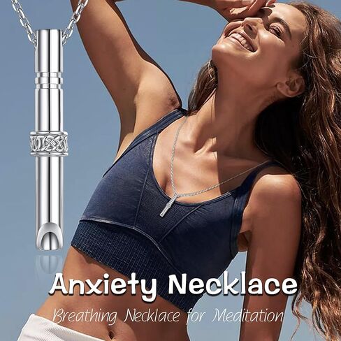 التنفس قلادة 925 الفضة الاسترليني قلادة القلق قلادة التنفس اليقظ للنساء القلق التنفس قلادة الإجهاد الإغاثة قلادة تململ قلادة للقلق تهدئة المجوهرات in Kuwait