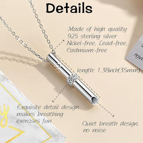 التنفس قلادة 925 الفضة الاسترليني قلادة القلق قلادة التنفس اليقظ للنساء القلق التنفس قلادة الإجهاد الإغاثة قلادة تململ قلادة للقلق تهدئة المجوهرات in Kuwait