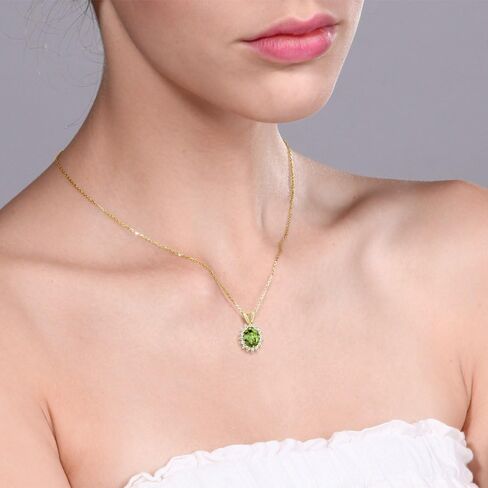 Gem Stone King 14K Yellow Gold Oval Gemstone Birthstone Halo Pendant Necklace | Oval 8X6MM | Gold Necklace for Women | With 18 Inch Chain in Saudi Arabia