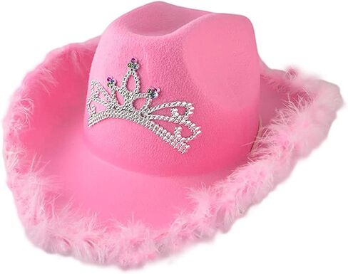 JTAISC Pink Cowgirl Hat with Heart Shaped Sunglasses - Cowboy Hat with Tiara Crown Rodeo Party Hats in Saudi Arabia