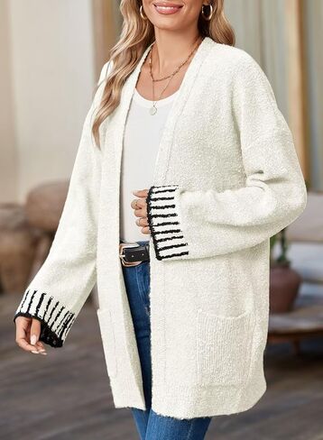 SHEWIN Women Cardigan Sweaters 2024 Open Front Long Sleeve Knit Coat with Pocket in Saudi Arabia