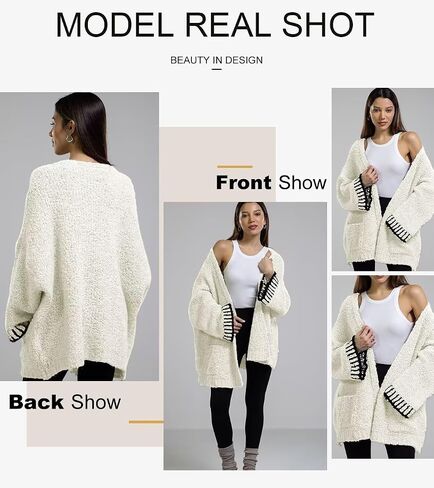 SHEWIN Women Cardigan Sweaters 2024 Open Front Long Sleeve Knit Coat with Pocket in Saudi Arabia