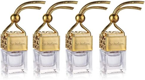 4 Packs Car Essential Oil Diffuser Empty Square Perfume Bottles Hanging Diffuser Bottle Air Fresher Ornament Rearview Mirror Decor (Black) in Saudi Arabia