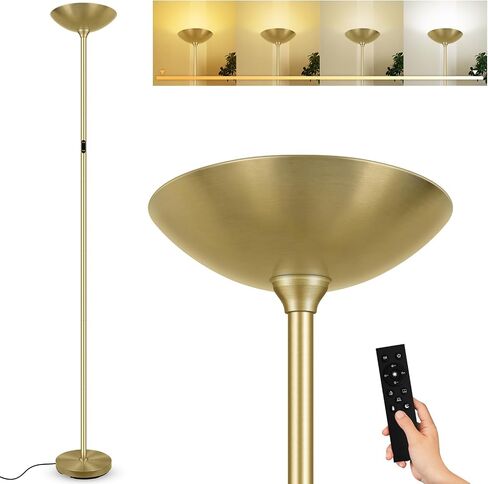 Stepless Dimmable Floor Lamp,30W 3000LM Super Bright LED Torchiere Floor Lamps with Remote & Touch Control,71 in Tall Modern Standing Lamp for Living Room Bedroom Office,2700k-6500k,Black in Saudi Arabia