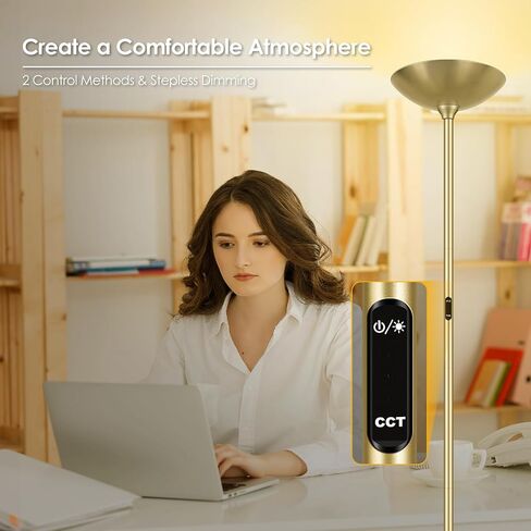 Stepless Dimmable Floor Lamp,30W 3000LM Super Bright LED Torchiere Floor Lamps with Remote & Touch Control,71 in Tall Modern Standing Lamp for Living Room Bedroom Office,2700k-6500k,Black in Saudi Arabia