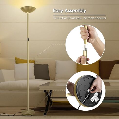 Stepless Dimmable Floor Lamp,30W 3000LM Super Bright LED Torchiere Floor Lamps with Remote & Touch Control,71 in Tall Modern Standing Lamp for Living Room Bedroom Office,2700k-6500k,Black in Saudi Arabia