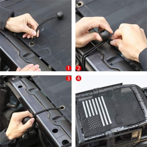 JeCar Bikini Top Sunshade Mesh Sun shade for Jeep Wrangler JL JLU & Gladiator JT 4 Door 2018-2024 (Plain Black) in Saudi Arabia