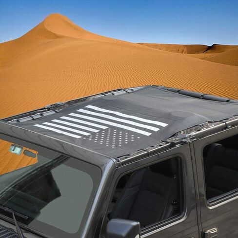 JeCar Bikini Top Sunshade Mesh Sun shade for Jeep Wrangler JL JLU & Gladiator JT 4 Door 2018-2024 (Plain Black) in Saudi Arabia