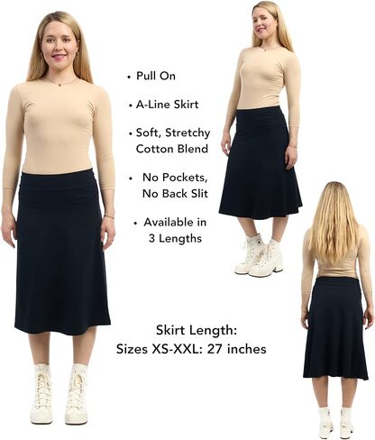 ESTEEZ Womens Cotton A-Line Skirt 23 Inch 25 Inch 27 Inch in Kuwait
