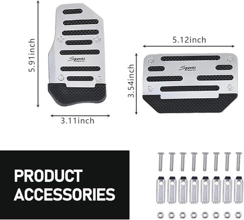 2 Pack Automatic Car Transmission Pedal Covers Kit, Sports Design, Scratch-Resistant Anti-Slip Vehicle Foot Pedals Accessories, Universal Automotive Transmission Brake Pad Decoration (Silver) in Kuwait