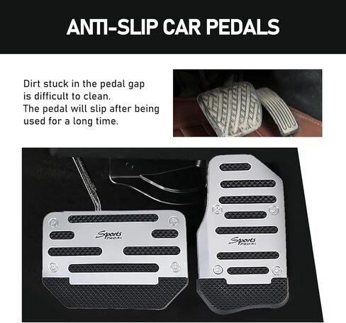 2 Pack Automatic Car Transmission Pedal Covers Kit, Sports Design, Scratch-Resistant Anti-Slip Vehicle Foot Pedals Accessories, Universal Automotive Transmission Brake Pad Decoration (Silver) in Kuwait